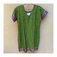 Dámská kurta s bordurou, 3/4 rukáv, hnědozelená, L