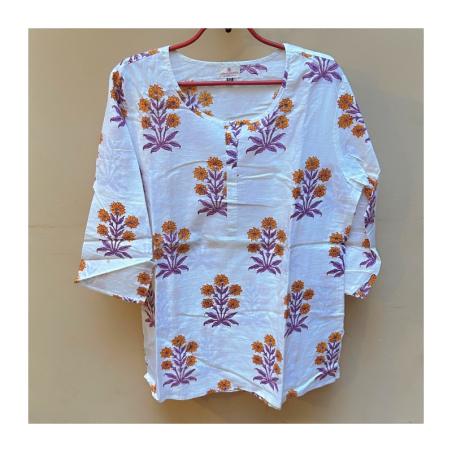 Dámská kurta se stojáčkem, rovný výstřih, 3/4 rukáv