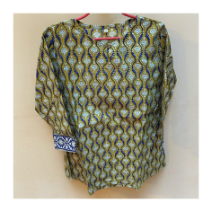 Dámská kurta na knoflíček, 3/4 rukáv, hnědozelená, M