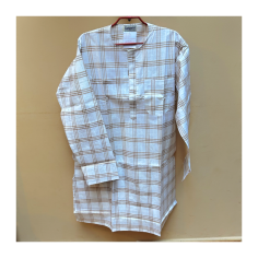 Kurta pánská bílá s hnědými pruhy, dl. rukáv, M