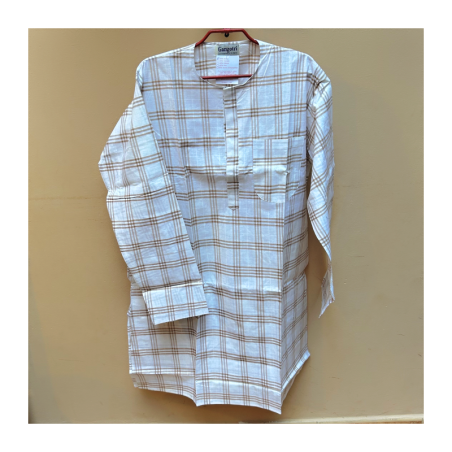 Kurta pánská bílá s hnědými pruhy, dl. rukáv, M