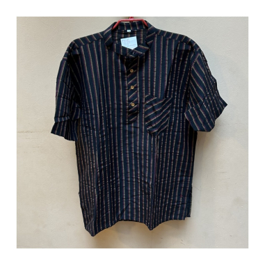 Kurta pánská pruhovaná, stojáček, kr. rukáv