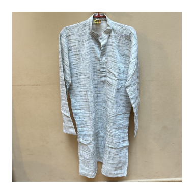 Kurta pánská bílá černě žíhaná, stojáček, dl. rukáv, 42