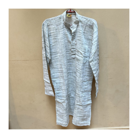 Kurta pánská bílá černě žíhaná, stojáček, dl. rukáv, 42