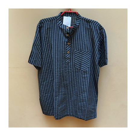 Kurta pánská pruhovaná, stojáček, kr. rukáv