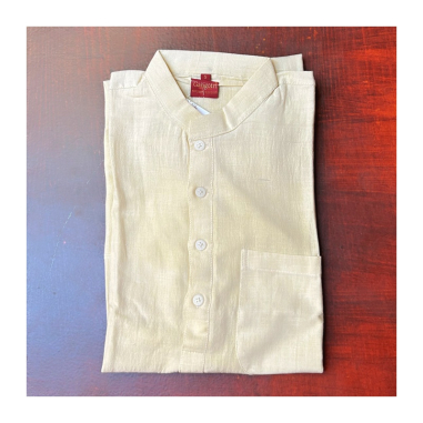 Kurta pánská béžová, stojáček, kr. rukáv