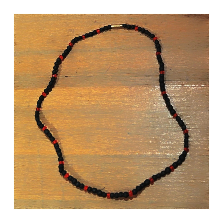 Kantimála 1ř. černá a průhledný bílý/červený korálek