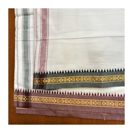 Dhotí pruhy a bordura bordó a zelené