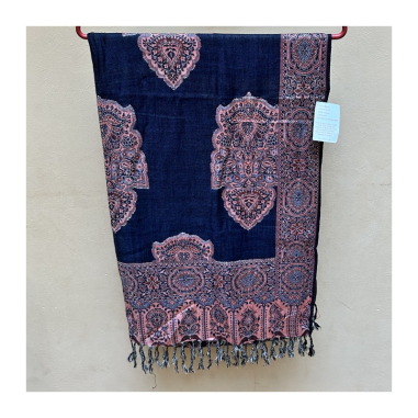 Čadar kašmírový vzor, modrý/černý