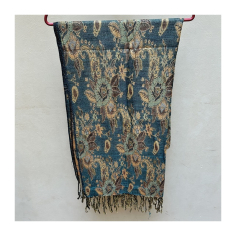 Čadar květinový vzor 20 % vlna, hnědý/zelený 2