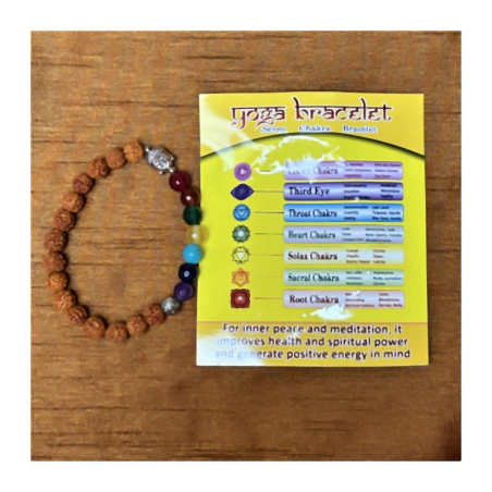 Náramek rudrakša s čakrovými kameny