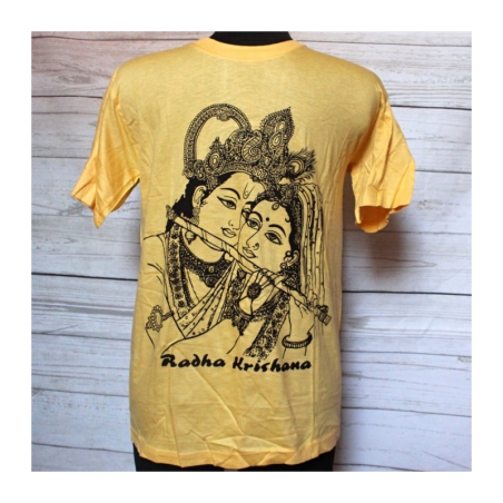 Tričko Rádha Krishna šedé a žluté, vel. M