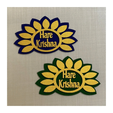 Dřevěná nálepka Haré Krishna, angl./sanskrt