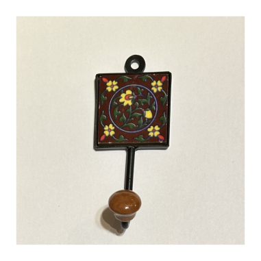 Háček na zeď čtvercový s keramickým koncem