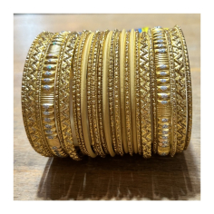 Náramky sada 24 ks jednobarevné-zlaté s kamínky