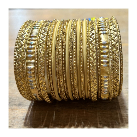 Náramky sada 24 ks jednobarevné-zlaté s kamínky