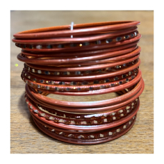 Náramky sada 24 ks oranžově stříbrné se zábrusem