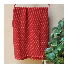 Sárí viskóza červená-žlutá bez bordur