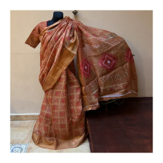 Sárí viskóza vel. 40/M oranžové s čolí