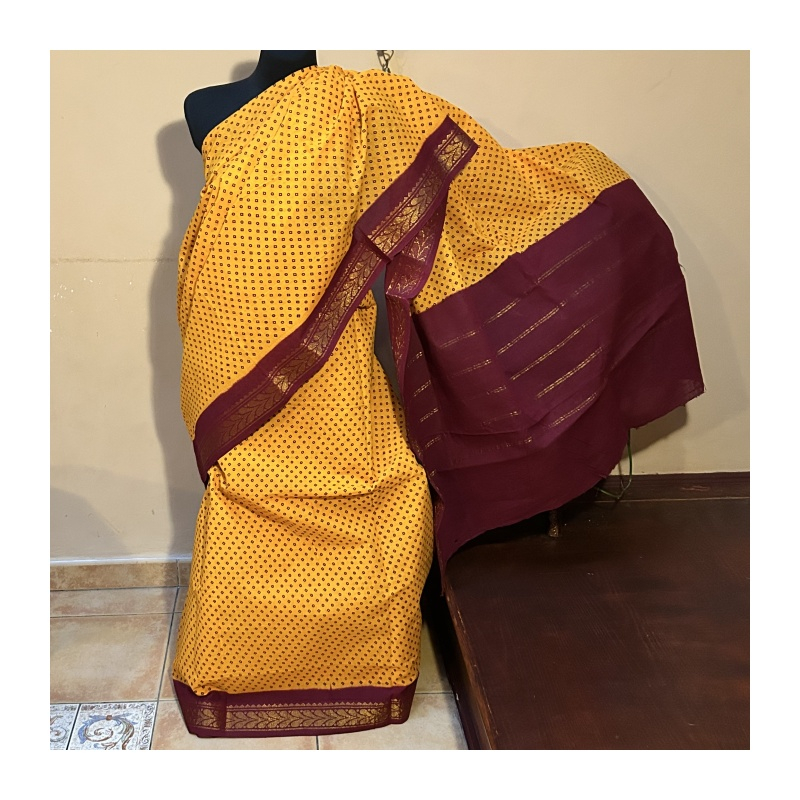 Sárí bavlna oranžová-bordó