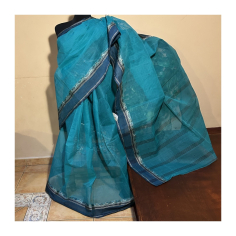 Sárí bavlna-polyester zelená zlatá