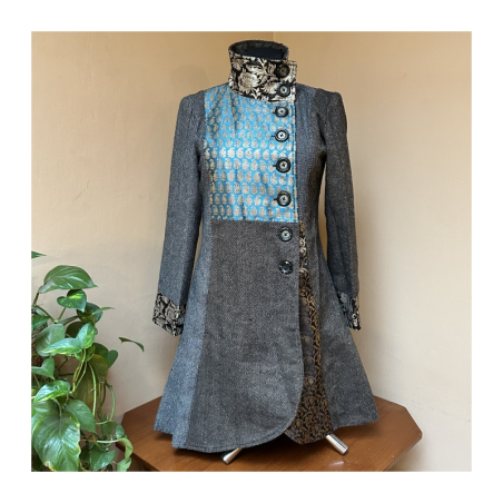 Kabát tvíd s brokátem 80% vlna, 20% bavlna, S/M