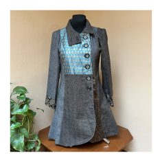 Kabát tvíd s brokátem 80% vlna, 20% bavlna, S/M 2