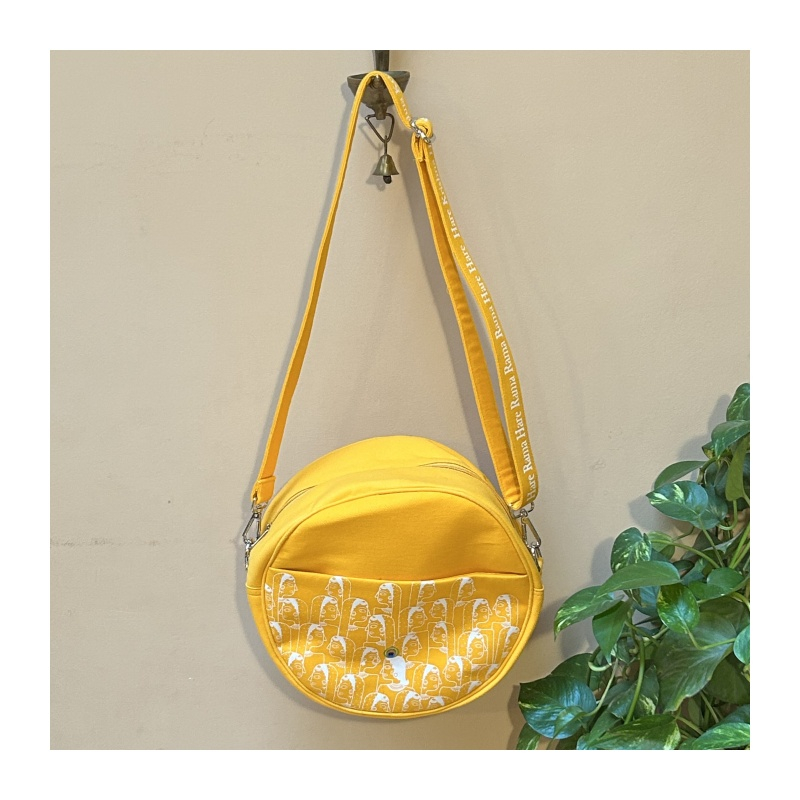 Kabelka přes rameno kruhová žlutá, pr. 28 cm