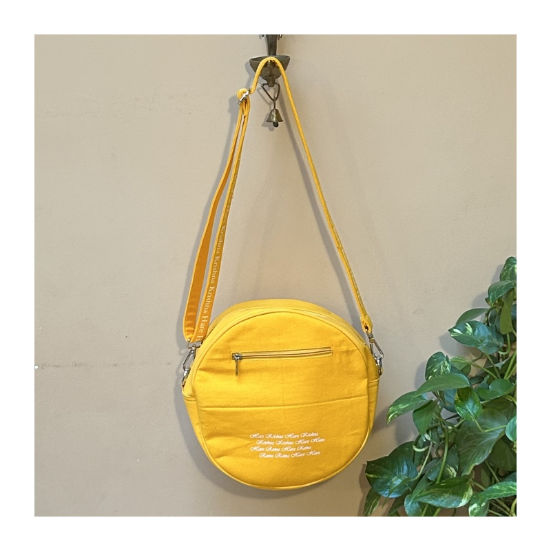 Kabelka přes rameno kruhová žlutá, pr. 28 cm