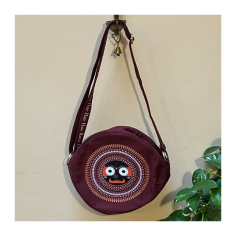 Kabelka přes rameno kruhová vínová, pr. 28 cm