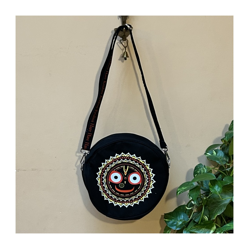 Kabelka přes rameno kruhová černá, pr. 28 cm