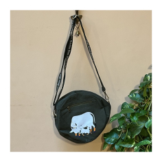 Kabelka přes rameno kruhová petrolejová, pr. 28 cm 2