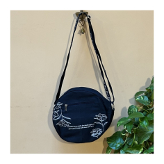 Kabelka přes rameno kruhová tmavě modrá, pr. 28 cm 2