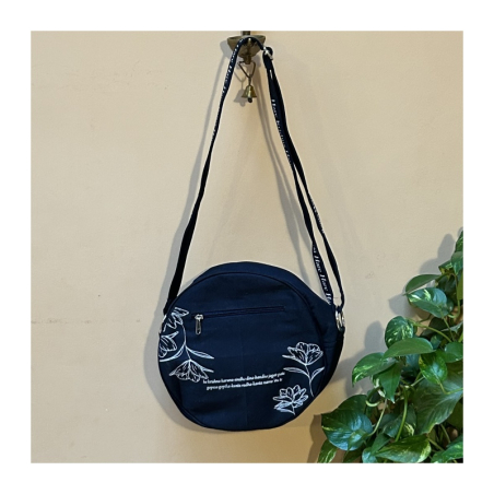 Kabelka přes rameno kruhová tmavě modrá, pr. 28 cm