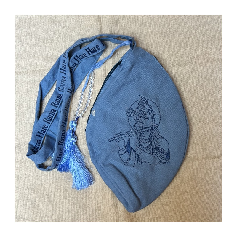 Japa pytlík vyšívaný modrý Krišna s flétnou, vel. M, L
