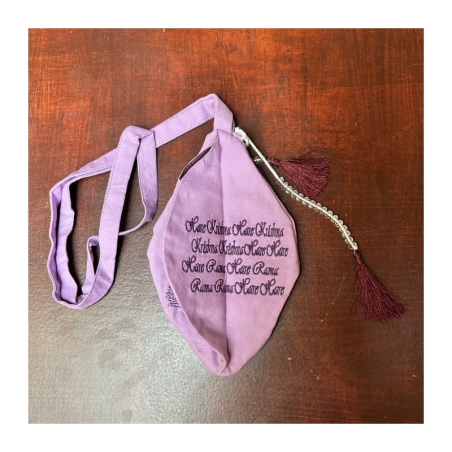 Japa pytlík vyšívaný lila Krišna s Kaliyou, vel. M, L