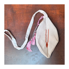 Japa pytlík vyšívaný růžový Krišna s Rádhou, vel. M, L 2