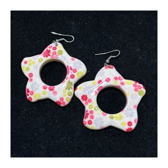 Náušnice Hvězda bílé/černé