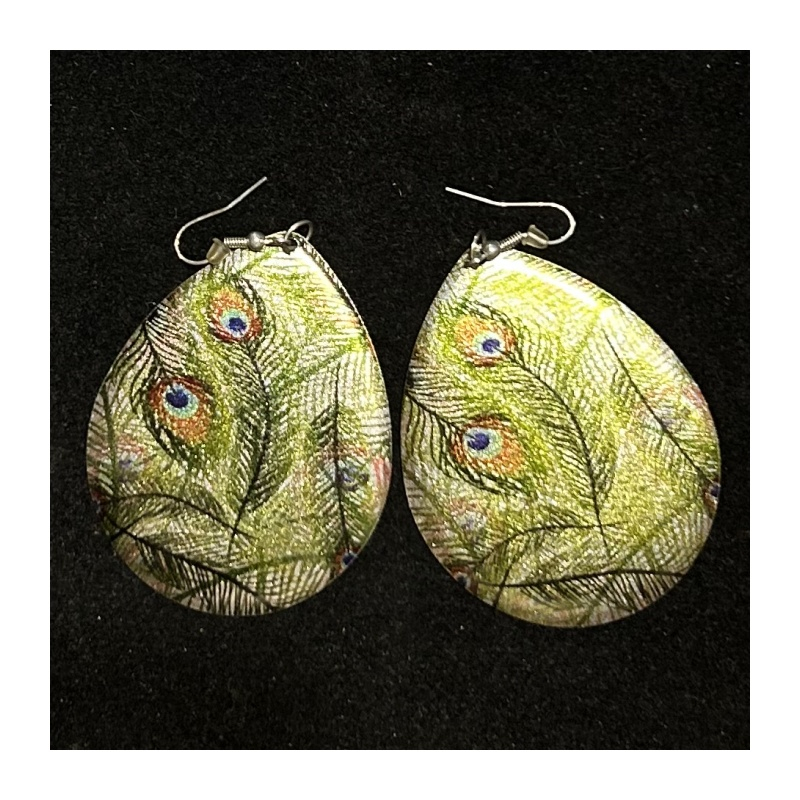 Náušnice Paví pera, kov