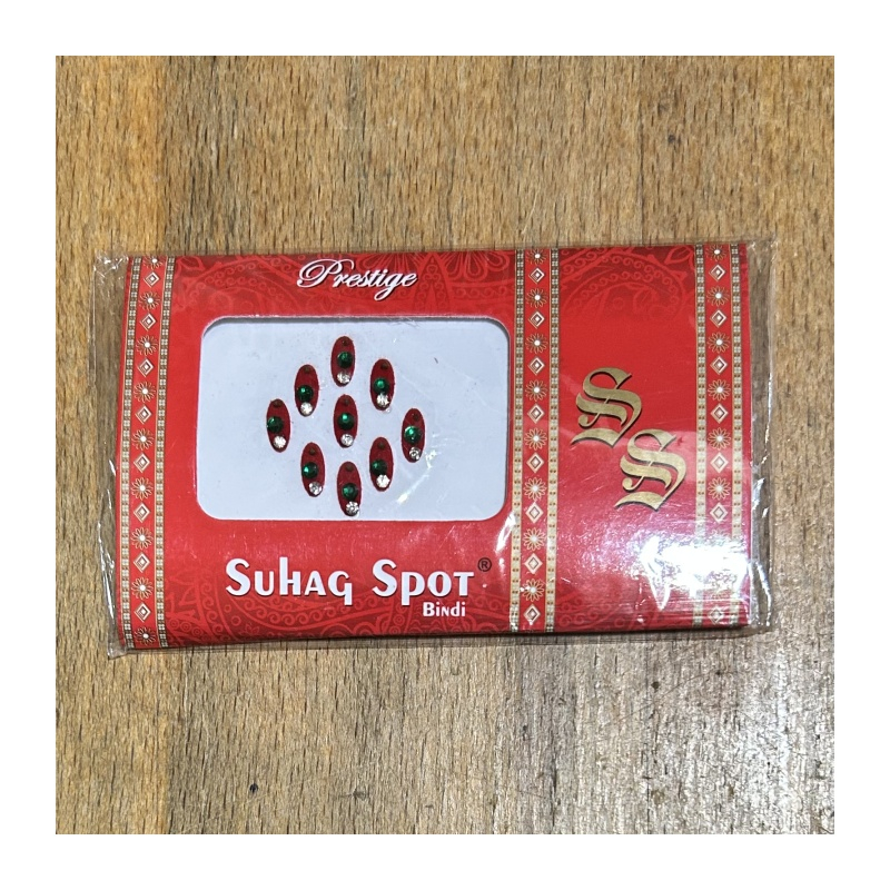 Bindi oválky červené se zeleným a bílým očkem