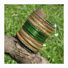 Náramky sada 24 ks zelené a zlaté