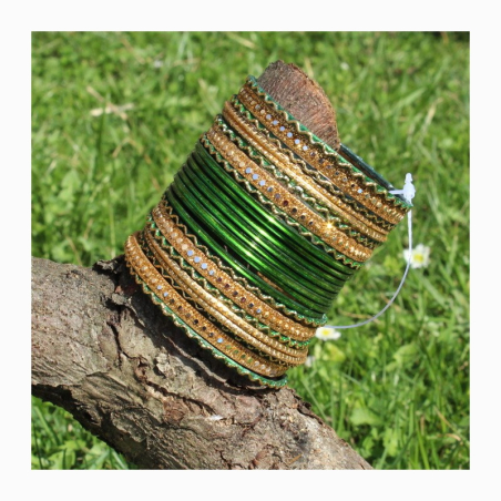 Náramky sada 24 ks zelené a zlaté