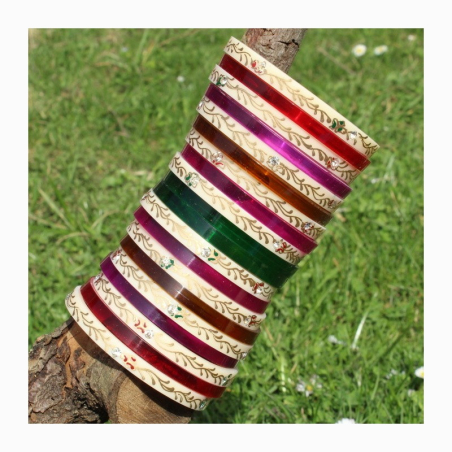 Náramky sada 20 ks malované s kamínky