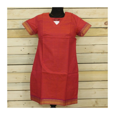 Dámská kurta s bordurou oranžová, kr. rukáv, S