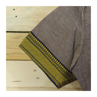 Dámská kurta s bordurou hnědá, kr. rukáv, S