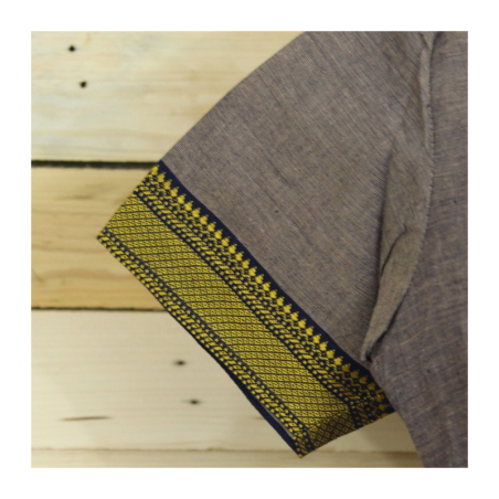 Dámská kurta s bordurou hnědá, kr. rukáv, S