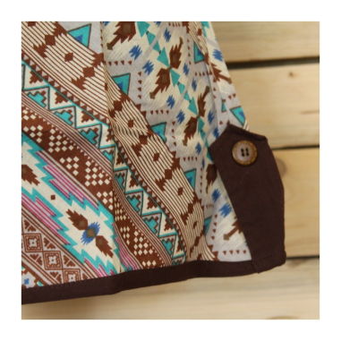 Top potisk pruhy hnědo tyrkysový, M/L