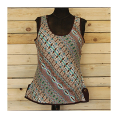 Top potisk pruhy hnědo tyrkysový, M/L