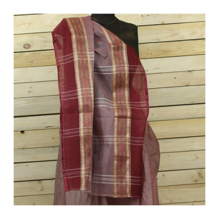 Sárí bavlna tkaný vzor bordó