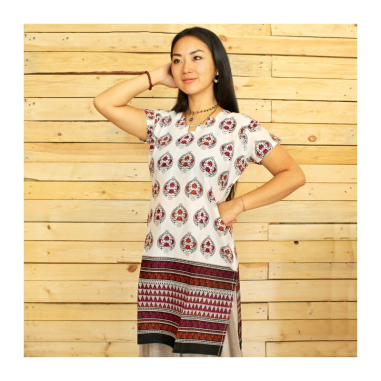 Dámská kurta s bordurou, kr. rukáv, S